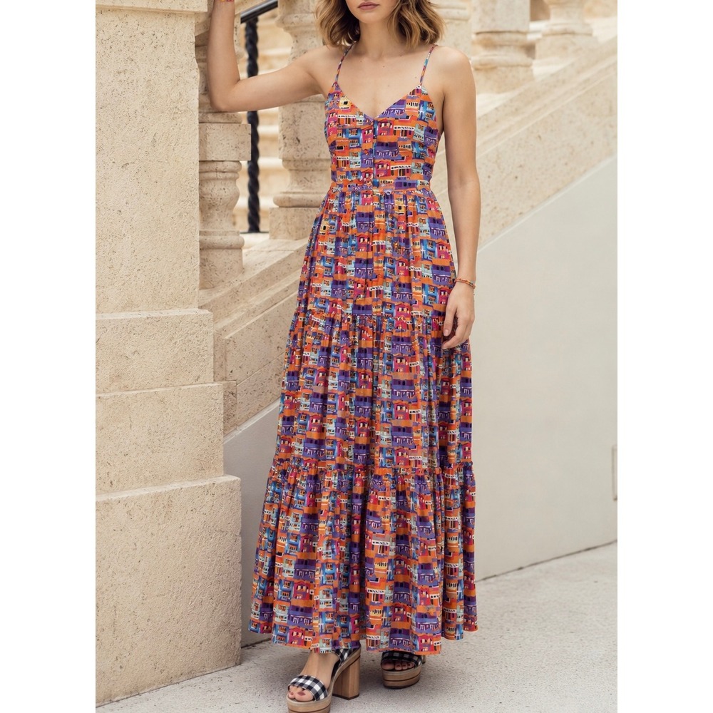 LHD Teopa Tired‎ Multicolor Maxi Dress in Villas Print